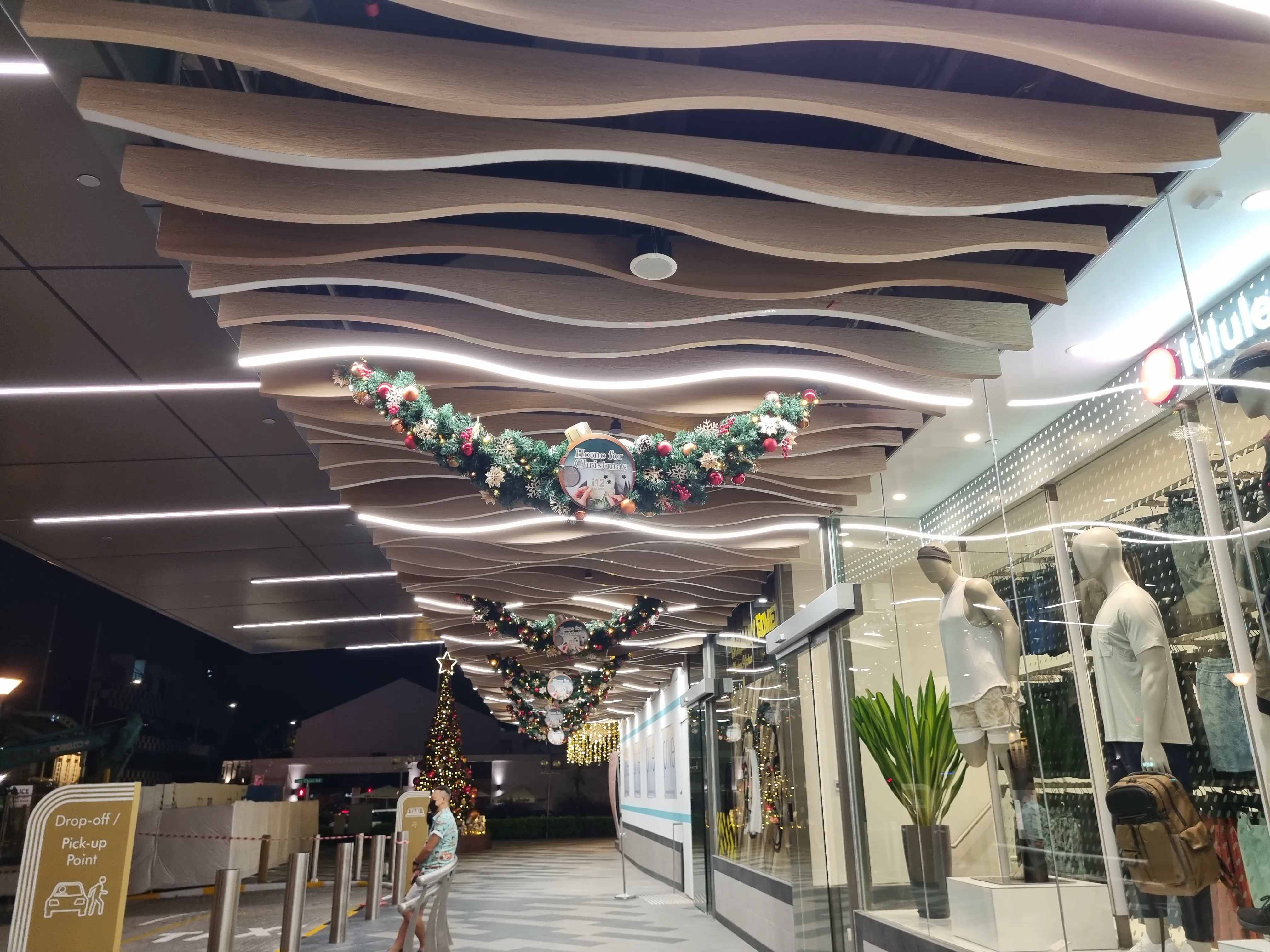 Curved baffle ceiling at Singapore i12 Katong Mall